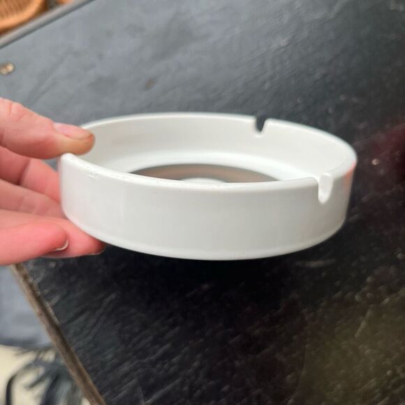 Vintage 70s Ceramic Ashtray 5" Brown Concentric Circle Mod Design - Picture 3 of 11